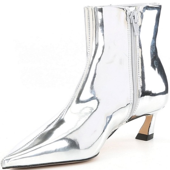 Gianni Bini booties 9 silver mirror Georgina kitten pointy metallic new $140 - Picture 4 of 6